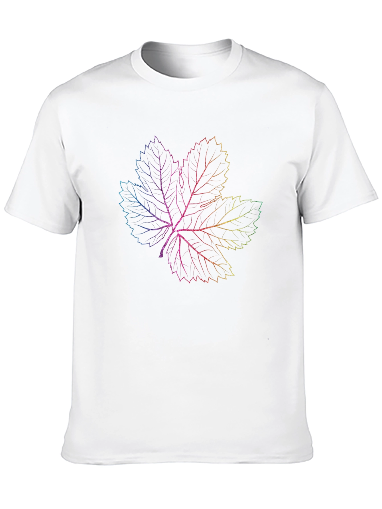 Rainbow Leaf Graphic Print Black T-Shirt