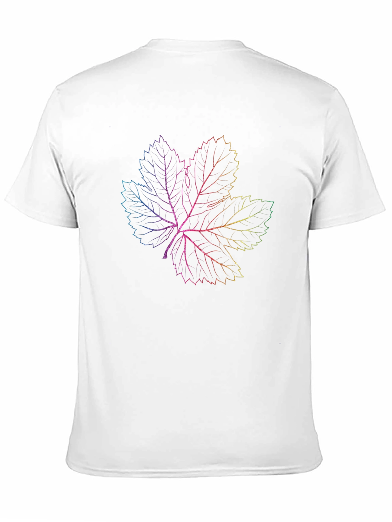 Rainbow Leaf Graphic Print Black T-Shirt
