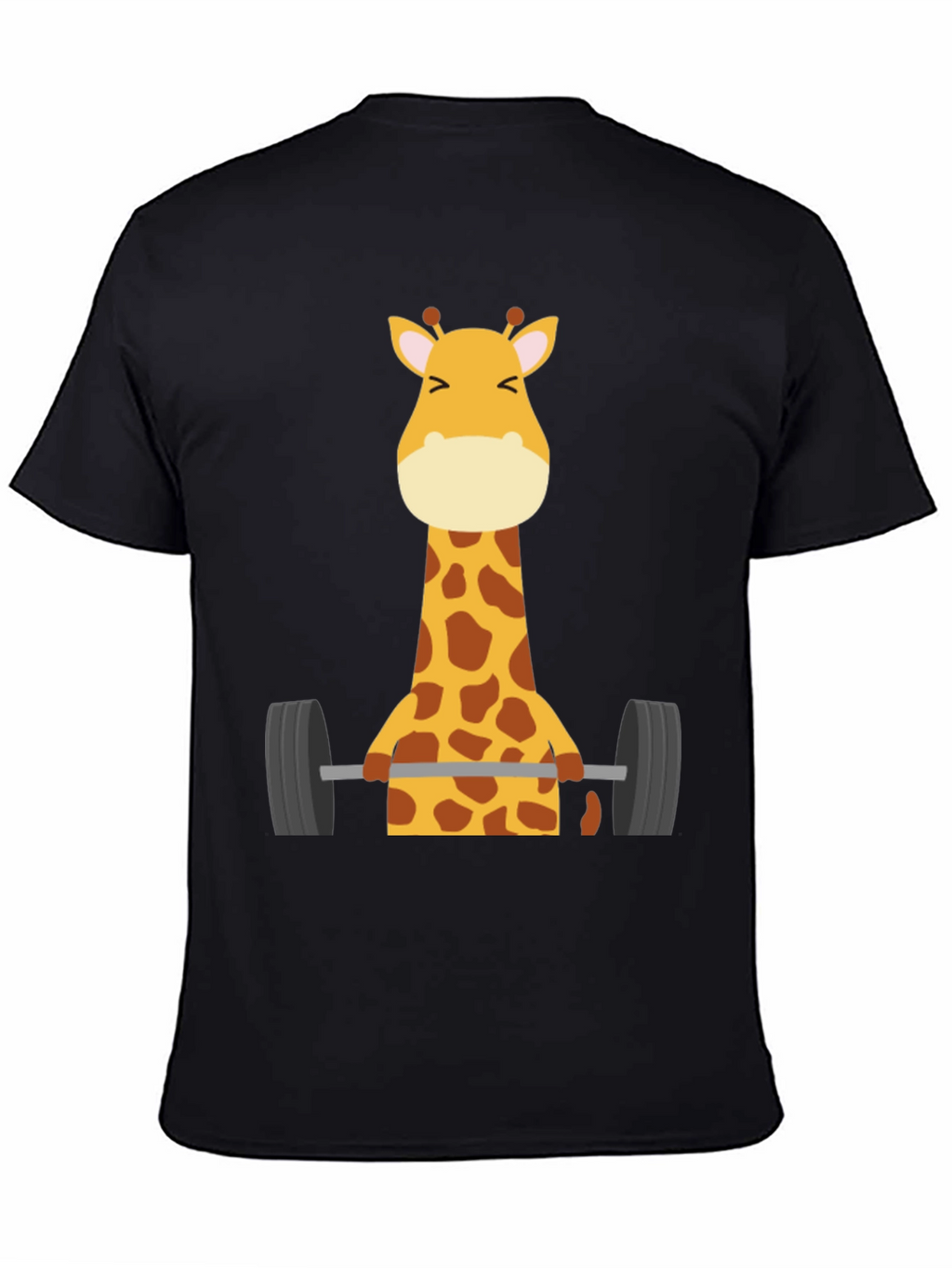 Giraffe Lifting Weights Graphic T-Shirt - Black