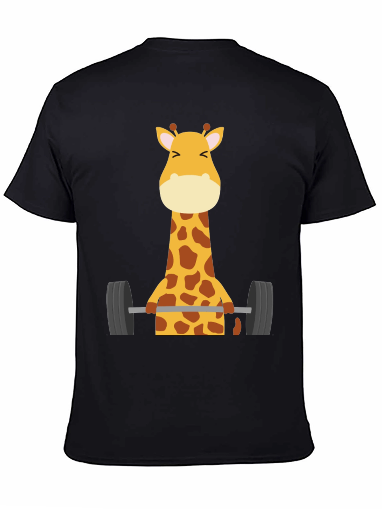 Giraffe Lifting Weights Graphic T-Shirt - Black