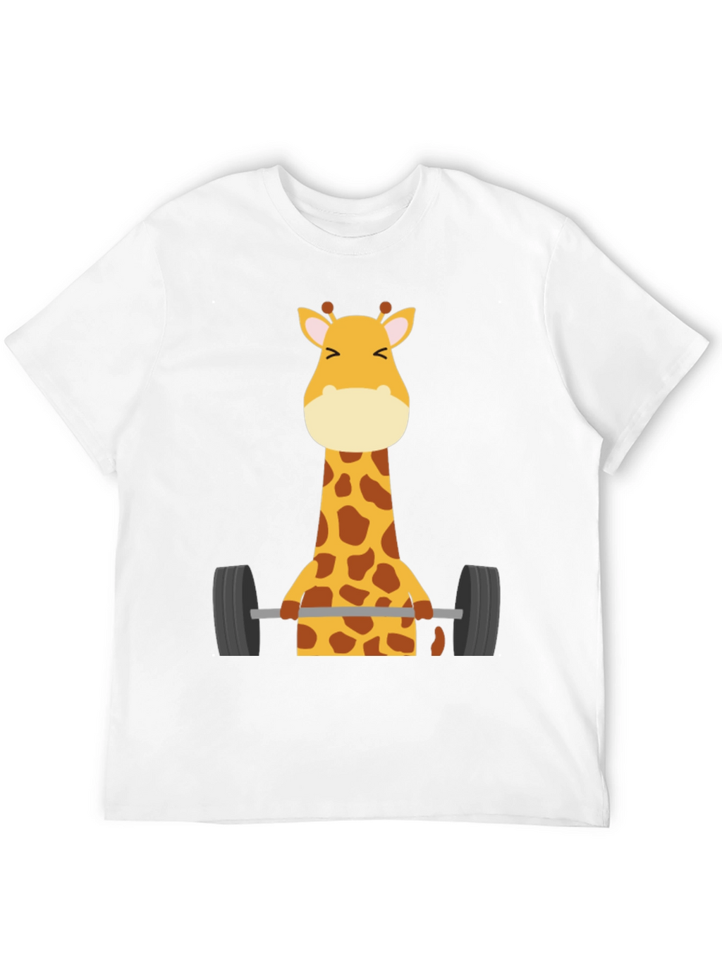 Giraffe Lifting Weights Graphic T-Shirt - Black
