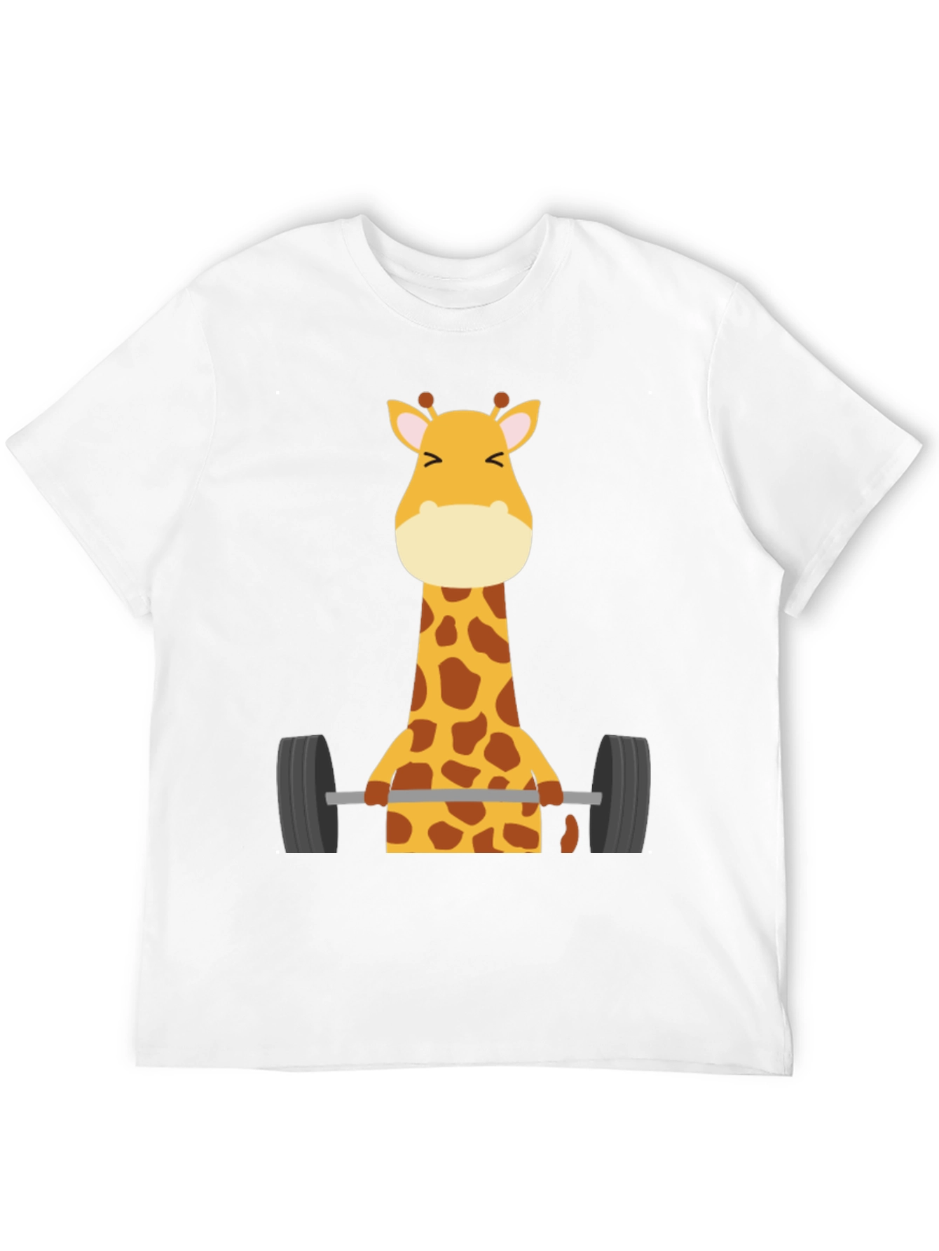 Giraffe Lifting Weights Graphic T-Shirt - Black