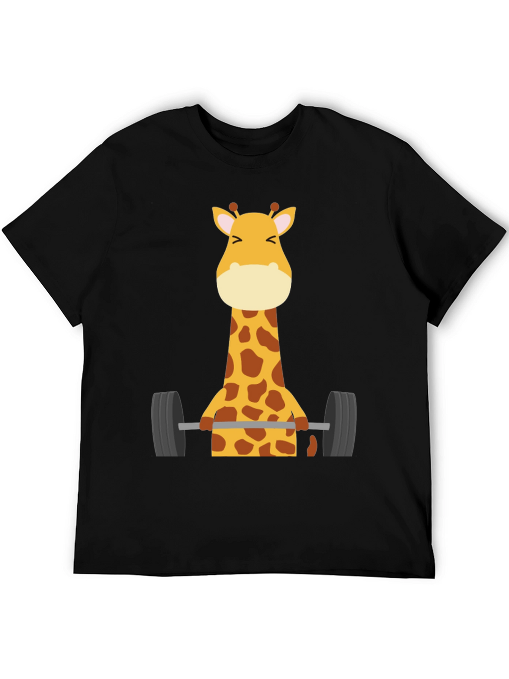 Giraffe Lifting Weights Graphic T-Shirt - Black