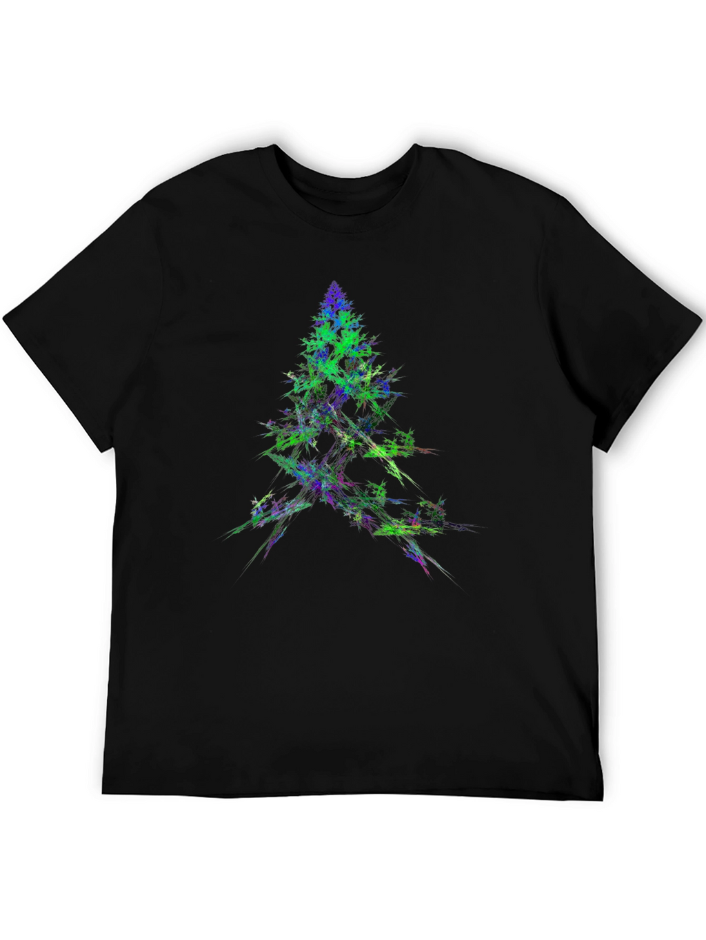 Abstract Christmas Tree Graphic Black T-Shirt