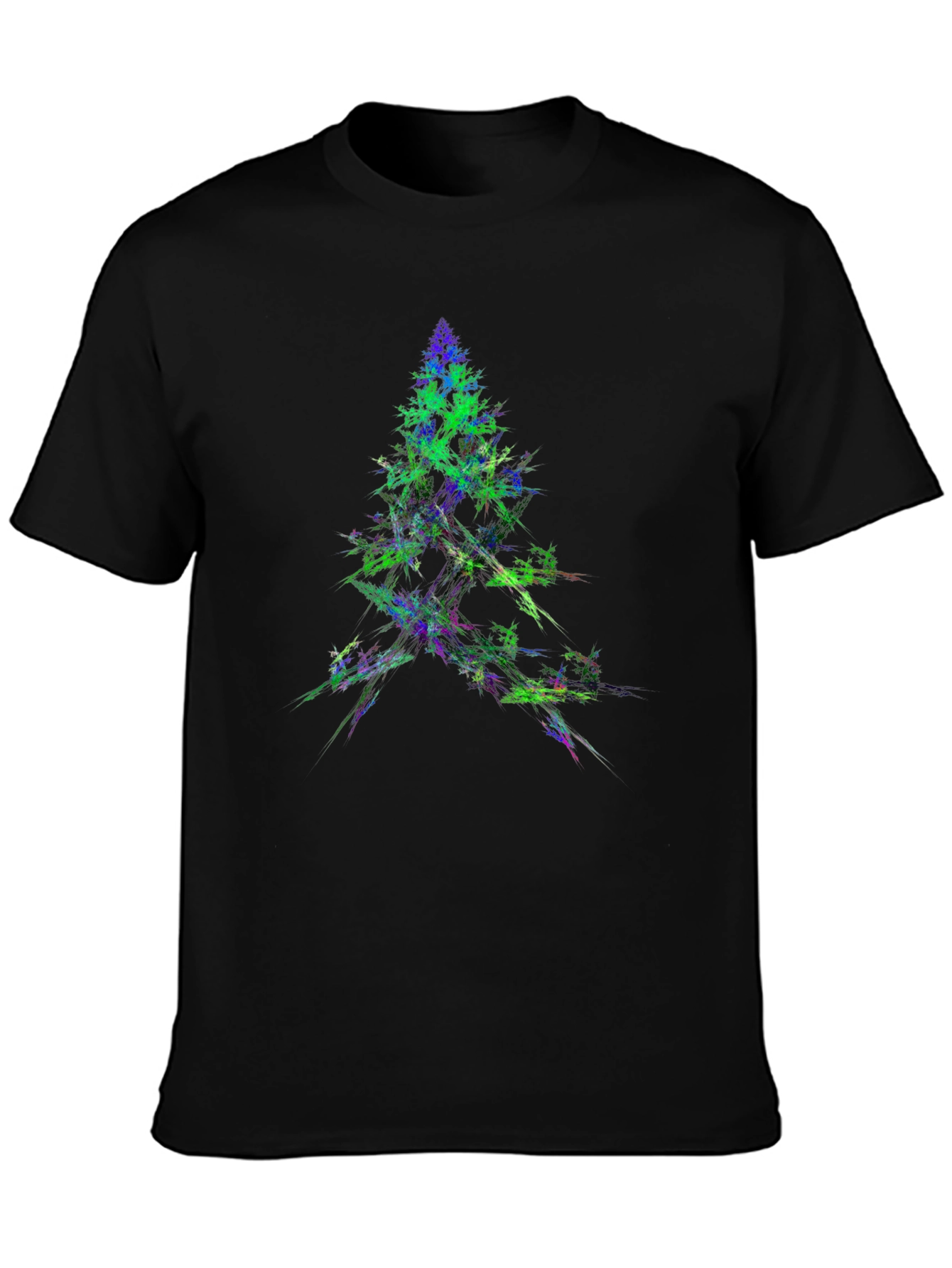 Abstract Christmas Tree Graphic Black T-Shirt