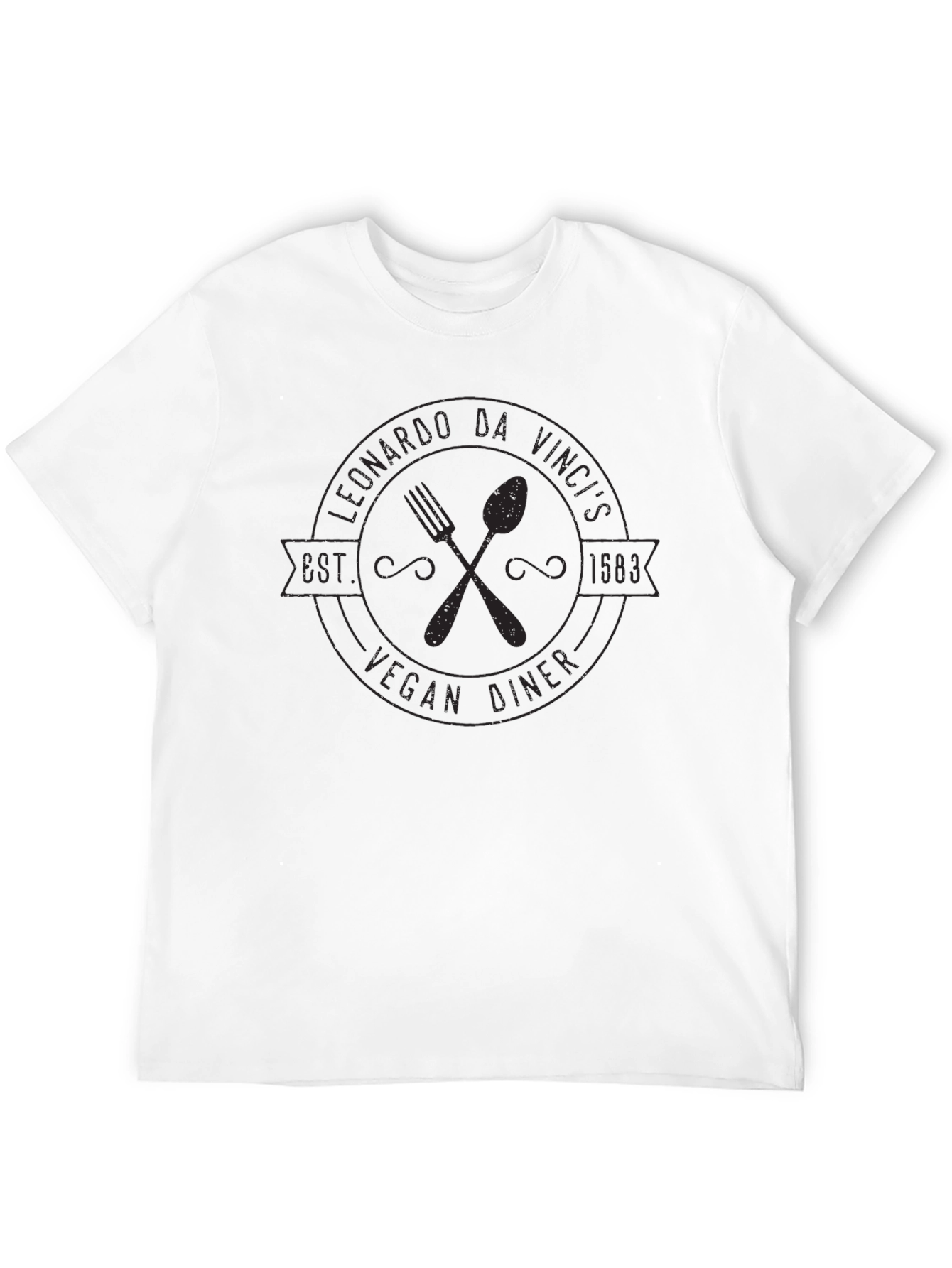 Leonardo Da Vincis Vegan Diner Black Graphic Tee