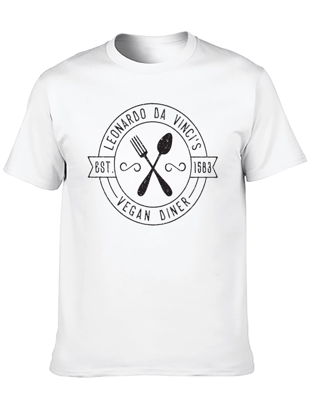 Leonardo Da Vincis Vegan Diner Black Graphic Tee