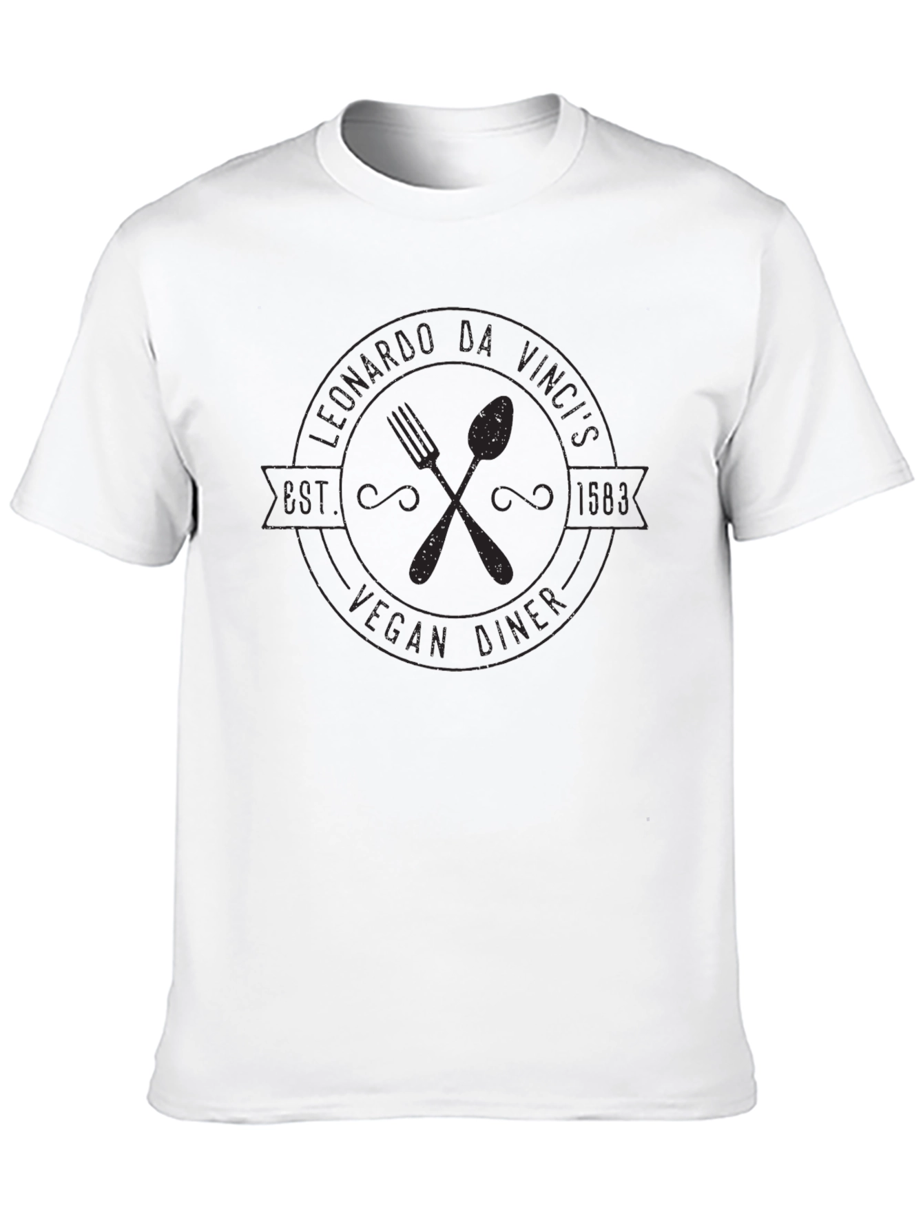 Leonardo Da Vincis Vegan Diner Black Graphic Tee