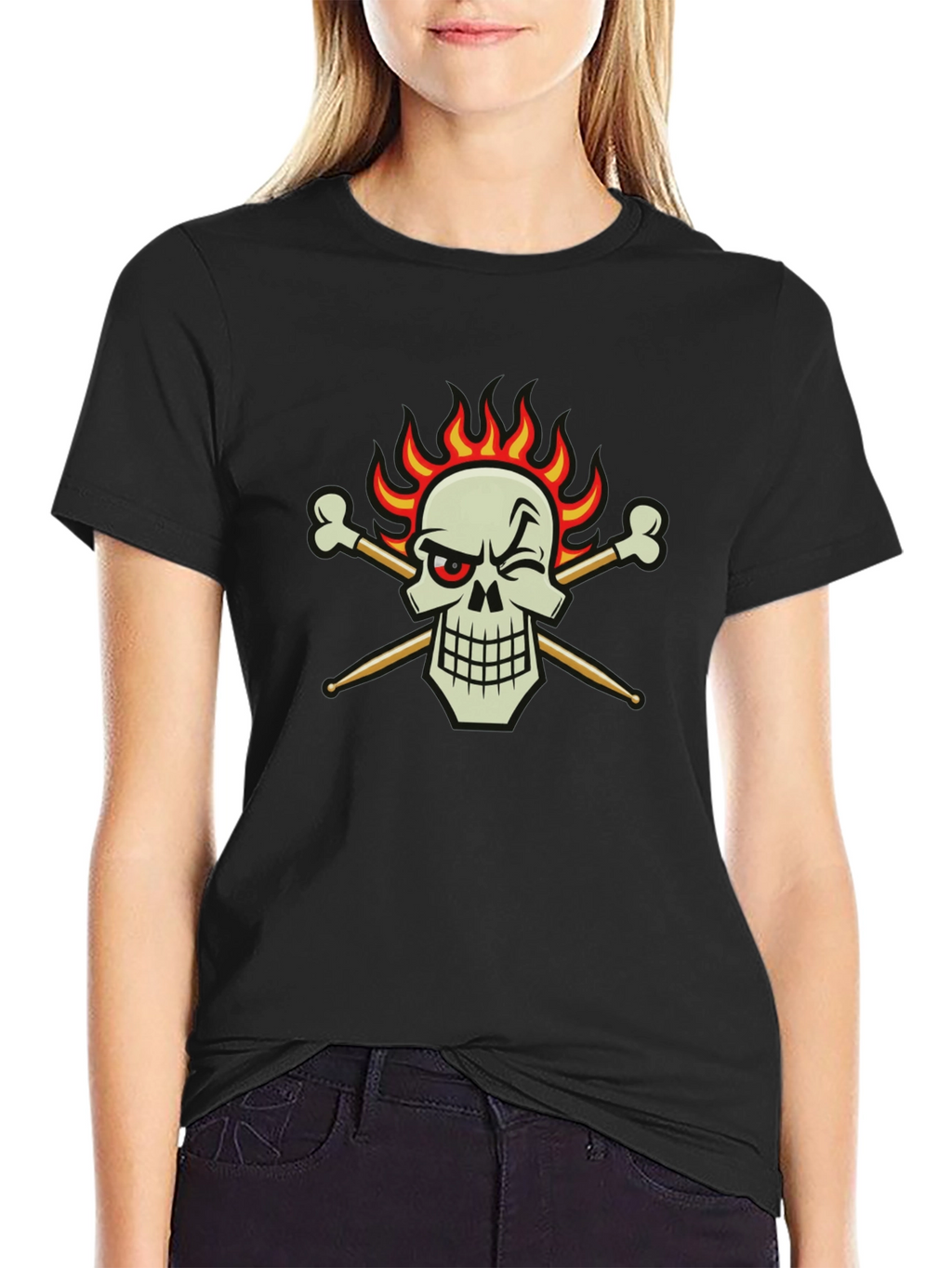 Skull & Drumsticks Black T-Shirt