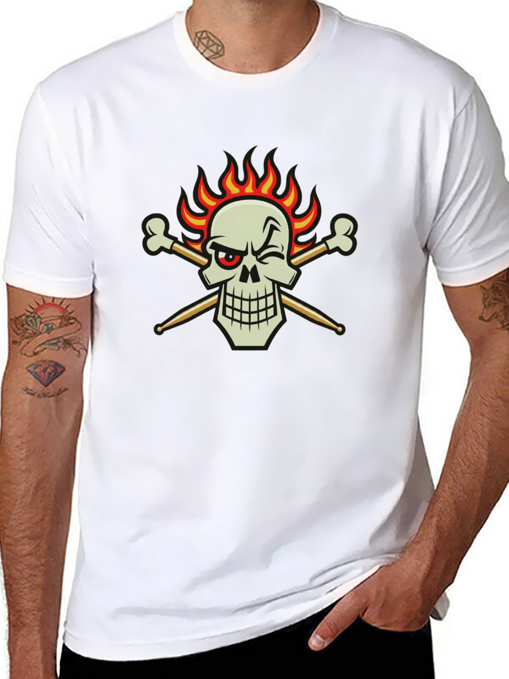 Skull & Drumsticks Black T-Shirt