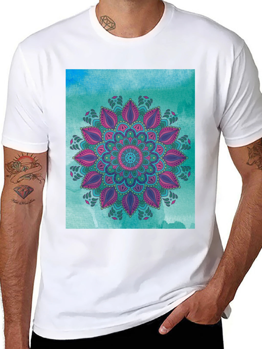 Mandala Graphic Print Black Tee