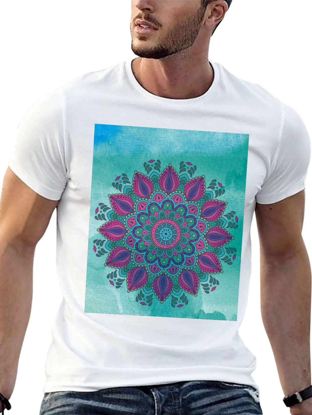 Mandala Graphic Print Black Tee