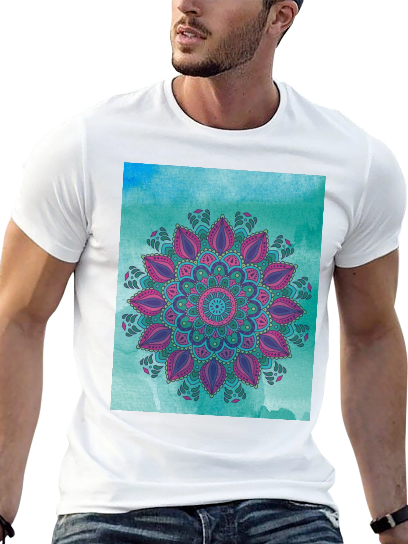 Mandala Graphic Print Black Tee