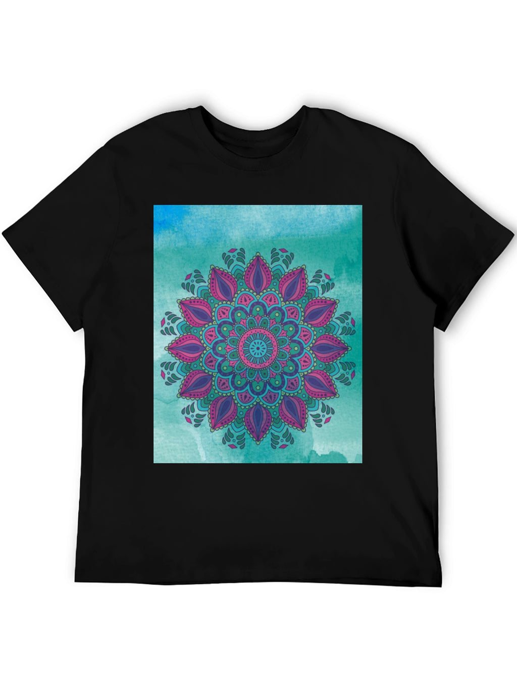 Mandala Graphic Print Black Tee