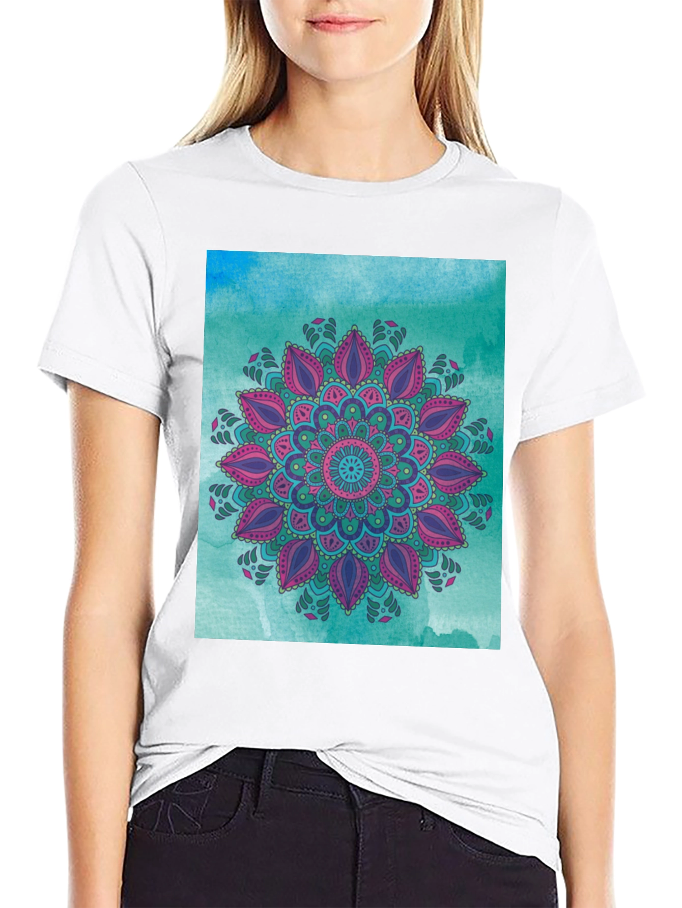 Mandala Graphic Print Black Tee