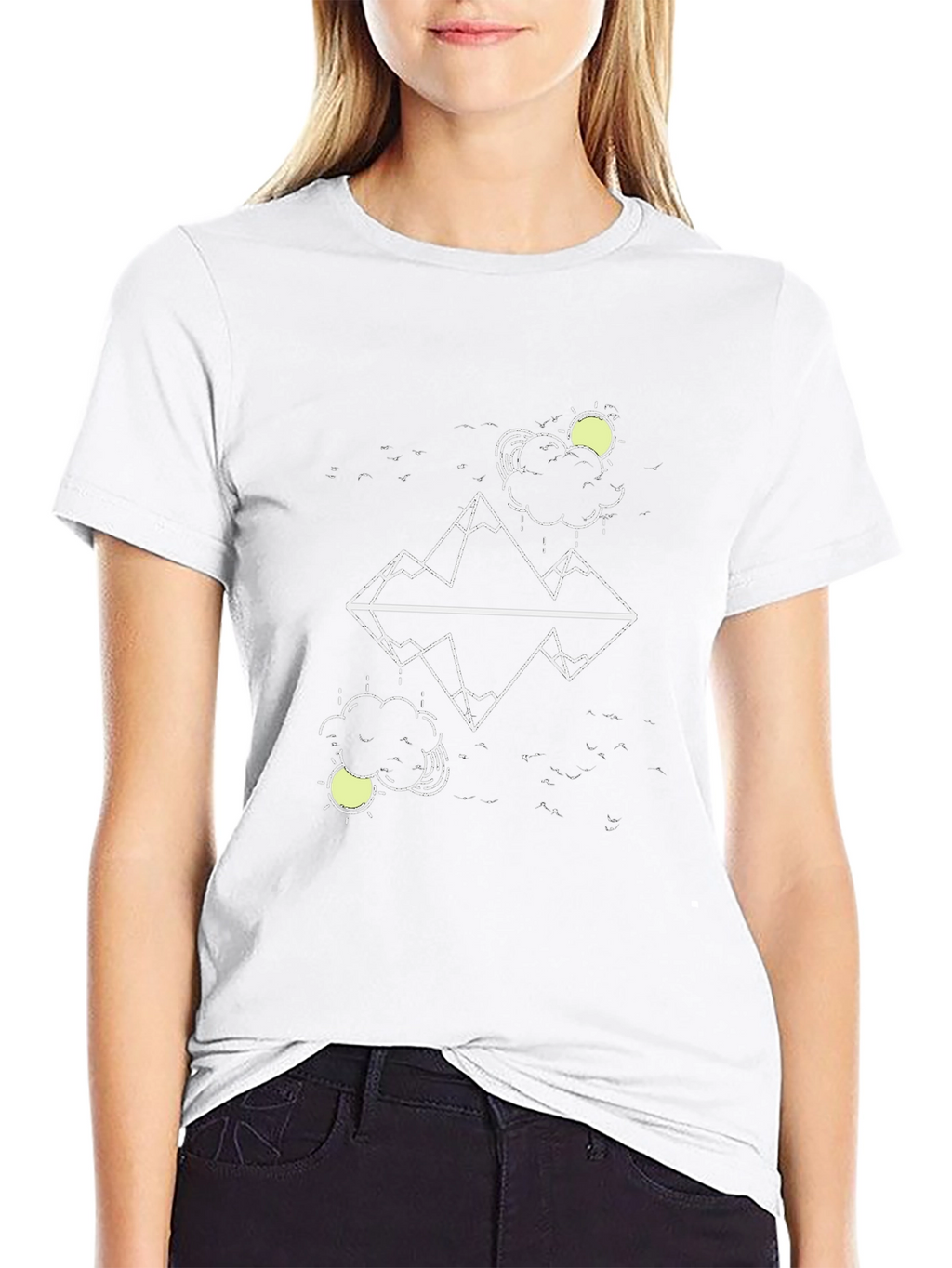 Geometric Mountain Graphic T-Shirt - Black