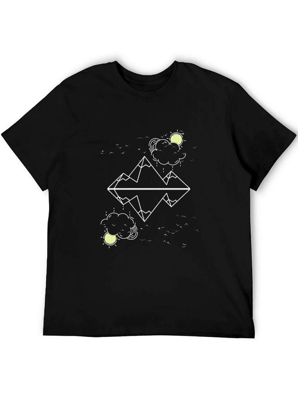 Geometric Mountain Graphic T-Shirt - Black