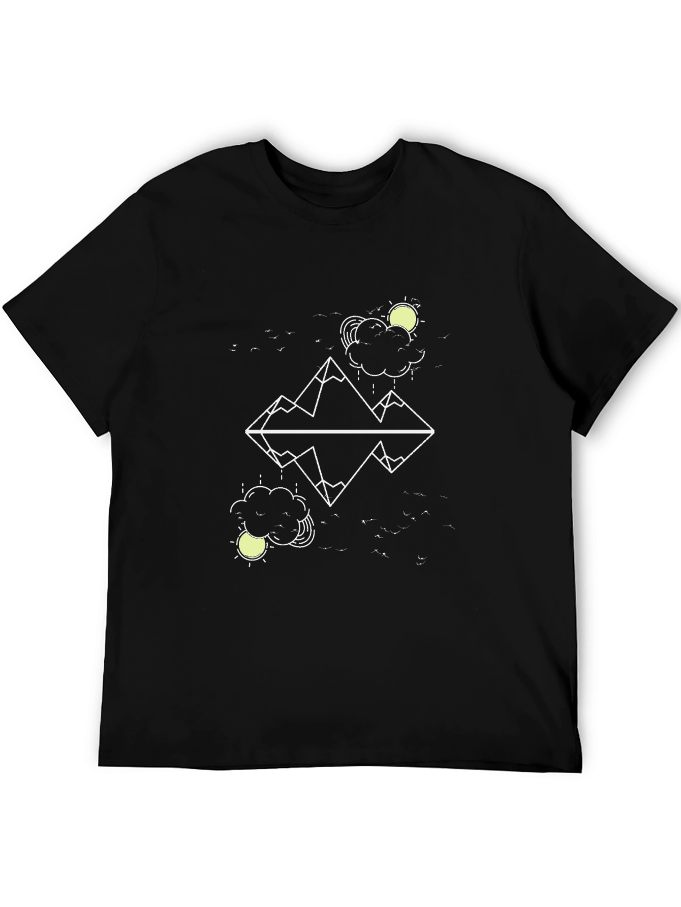 Geometric Mountain Graphic T-Shirt - Black