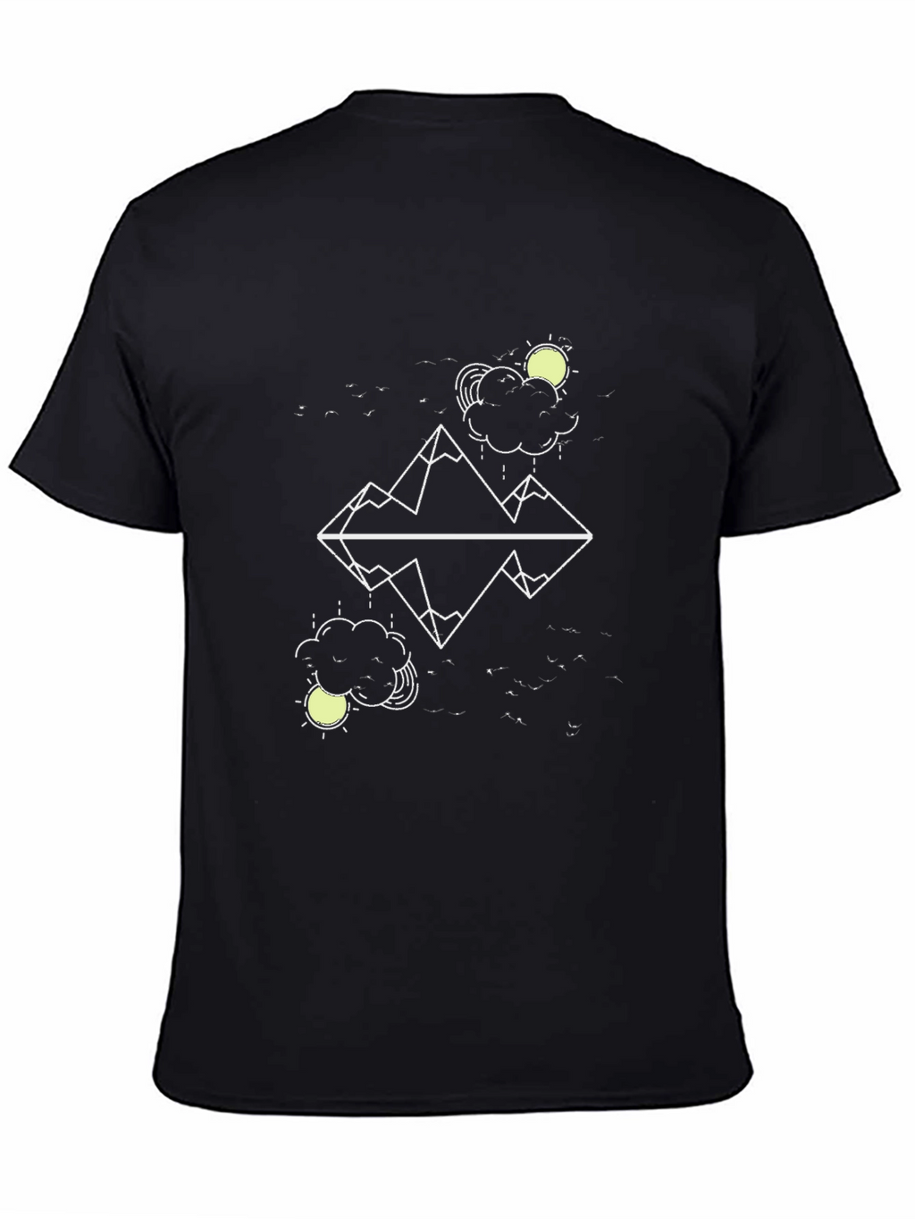 Geometric Mountain Graphic T-Shirt - Black