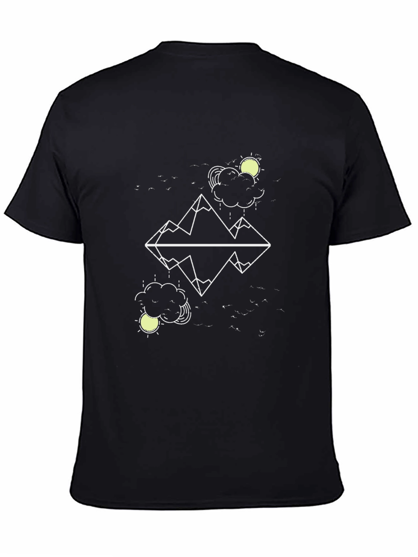 Geometric Mountain Graphic T-Shirt - Black