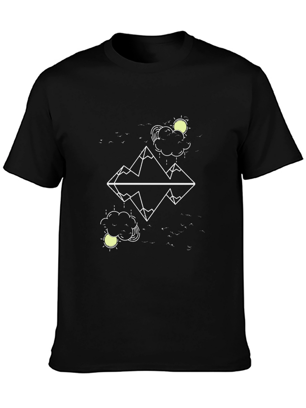 Geometric Mountain Graphic T-Shirt - Black