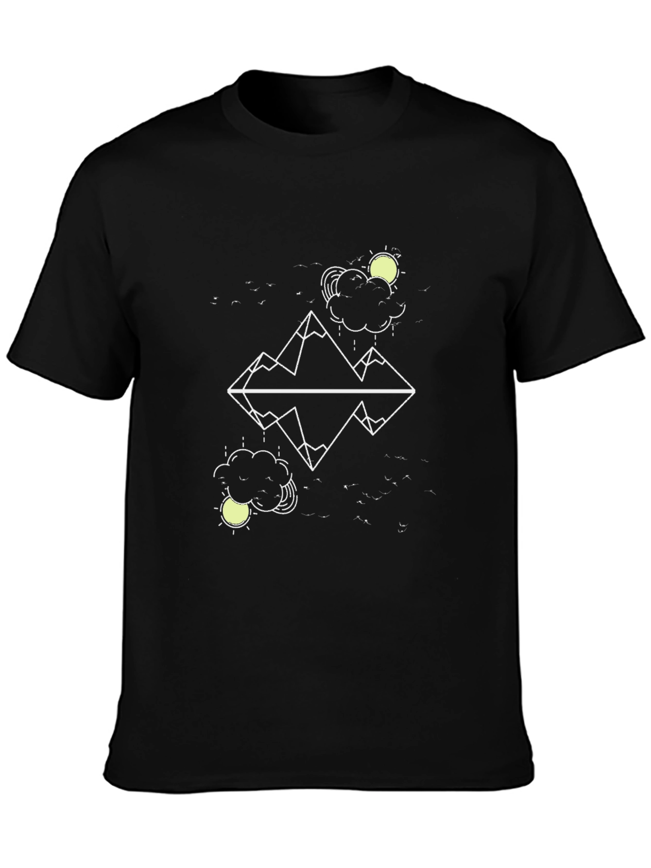Geometric Mountain Graphic T-Shirt - Black
