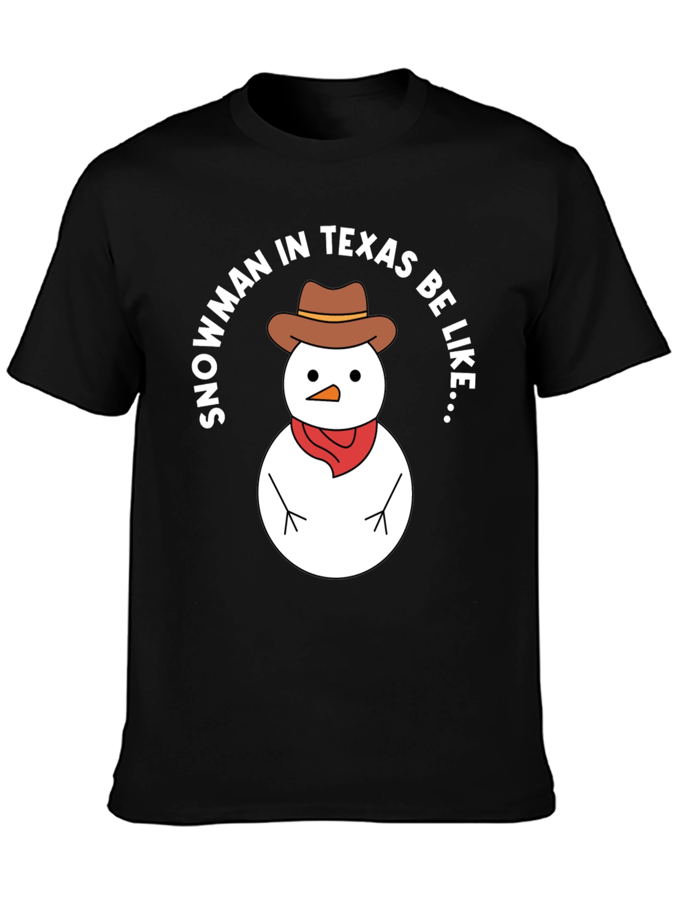Texas Snowman Graphic Tee - Cowboy Hat Winter Humor T-Shirt