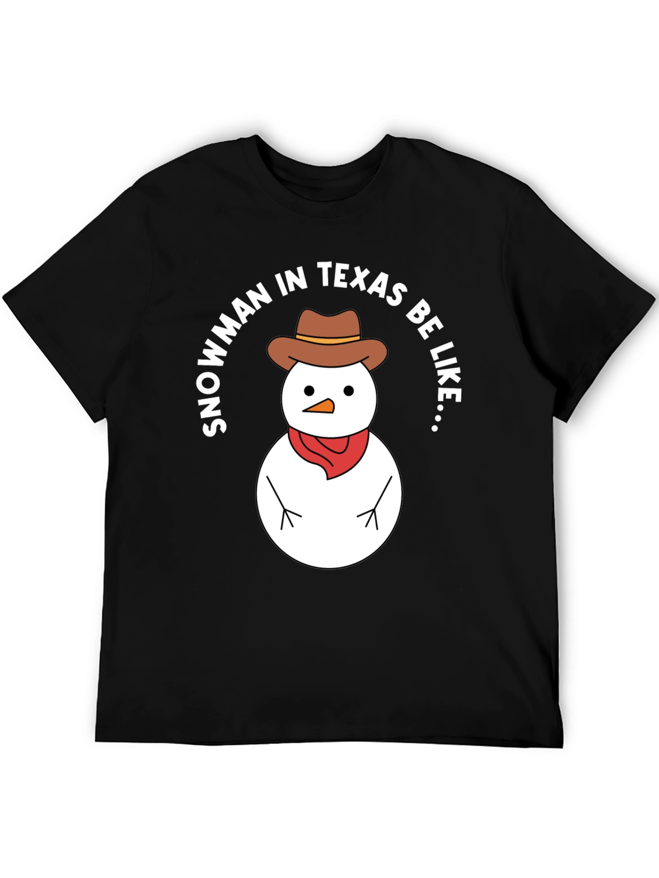 Texas Snowman Graphic Tee - Cowboy Hat Winter Humor T-Shirt