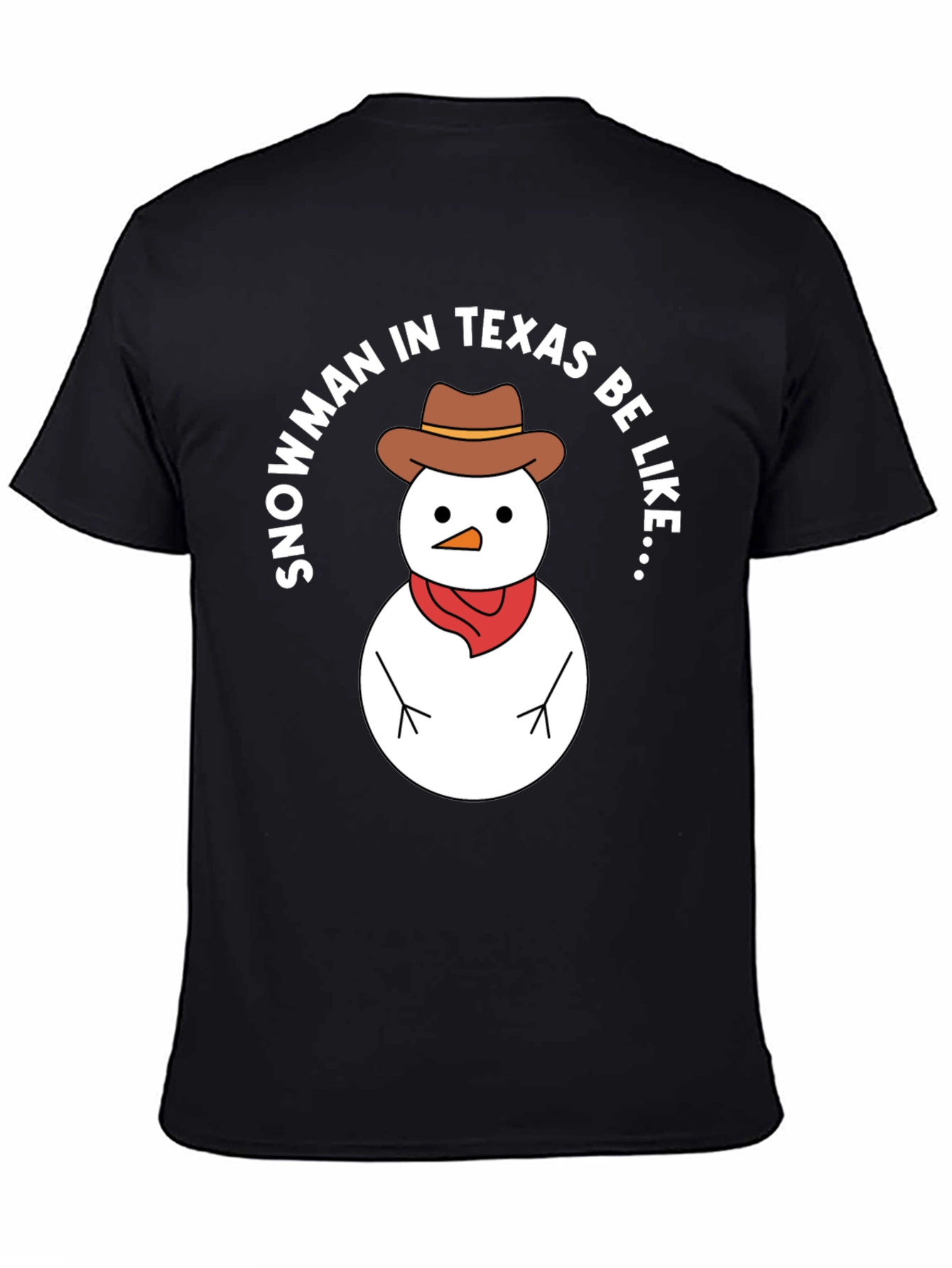 Texas Snowman Graphic Tee - Cowboy Hat Winter Humor T-Shirt