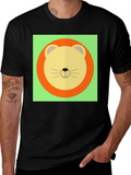 Lion Graphic Tee - Round Face Cartoon Design