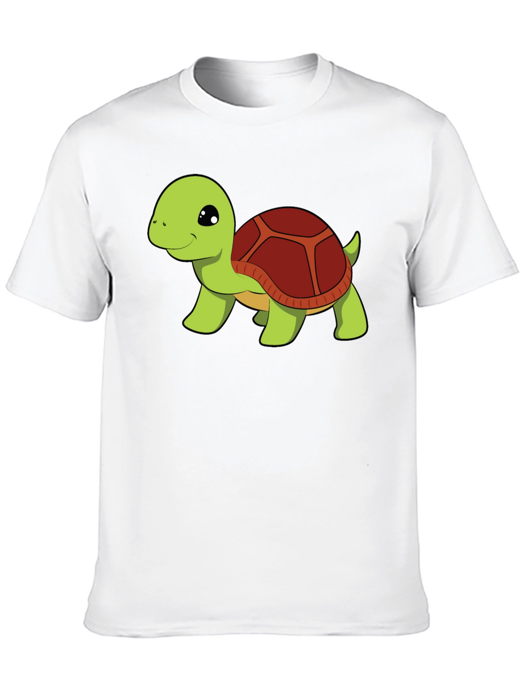 Cute Turtle Graphic Tee - Black Cotton T-Shirt