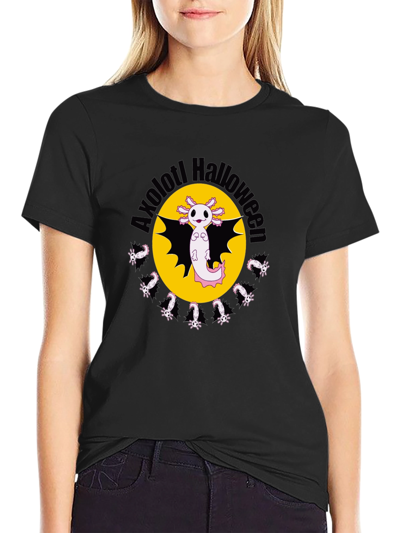 Axolotl Halloween Black T-Shirt