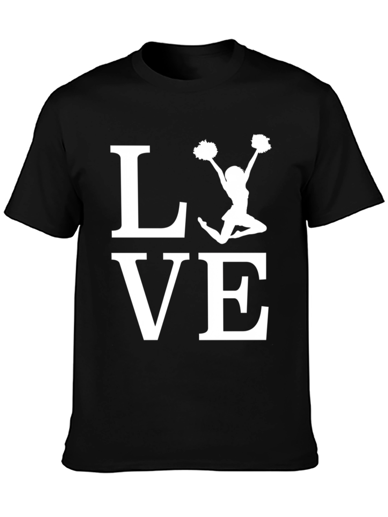 Cheerleader LOVE Graphic T-Shirt - Black Cotton Tee