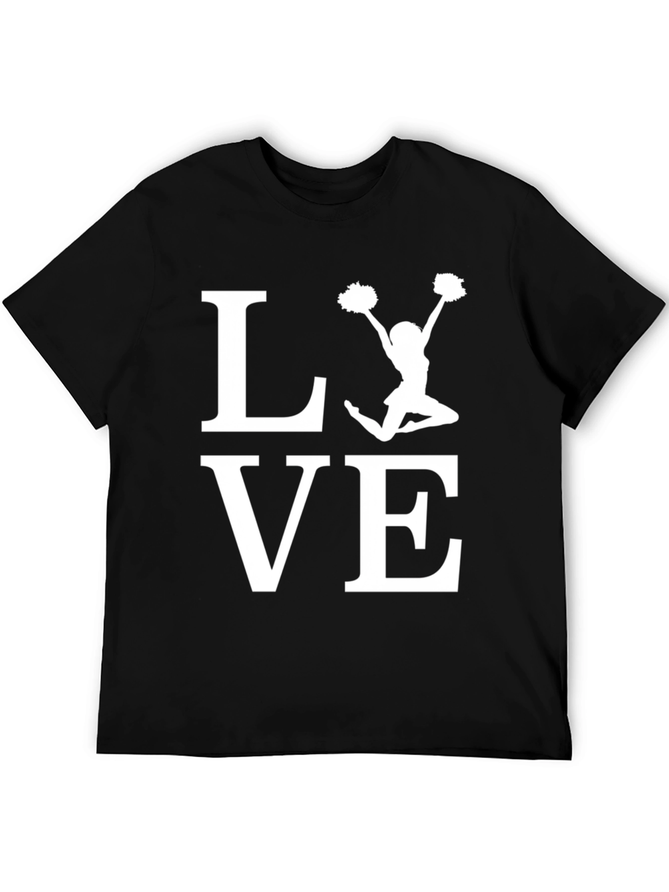 Cheerleader LOVE Graphic T-Shirt - Black Cotton Tee
