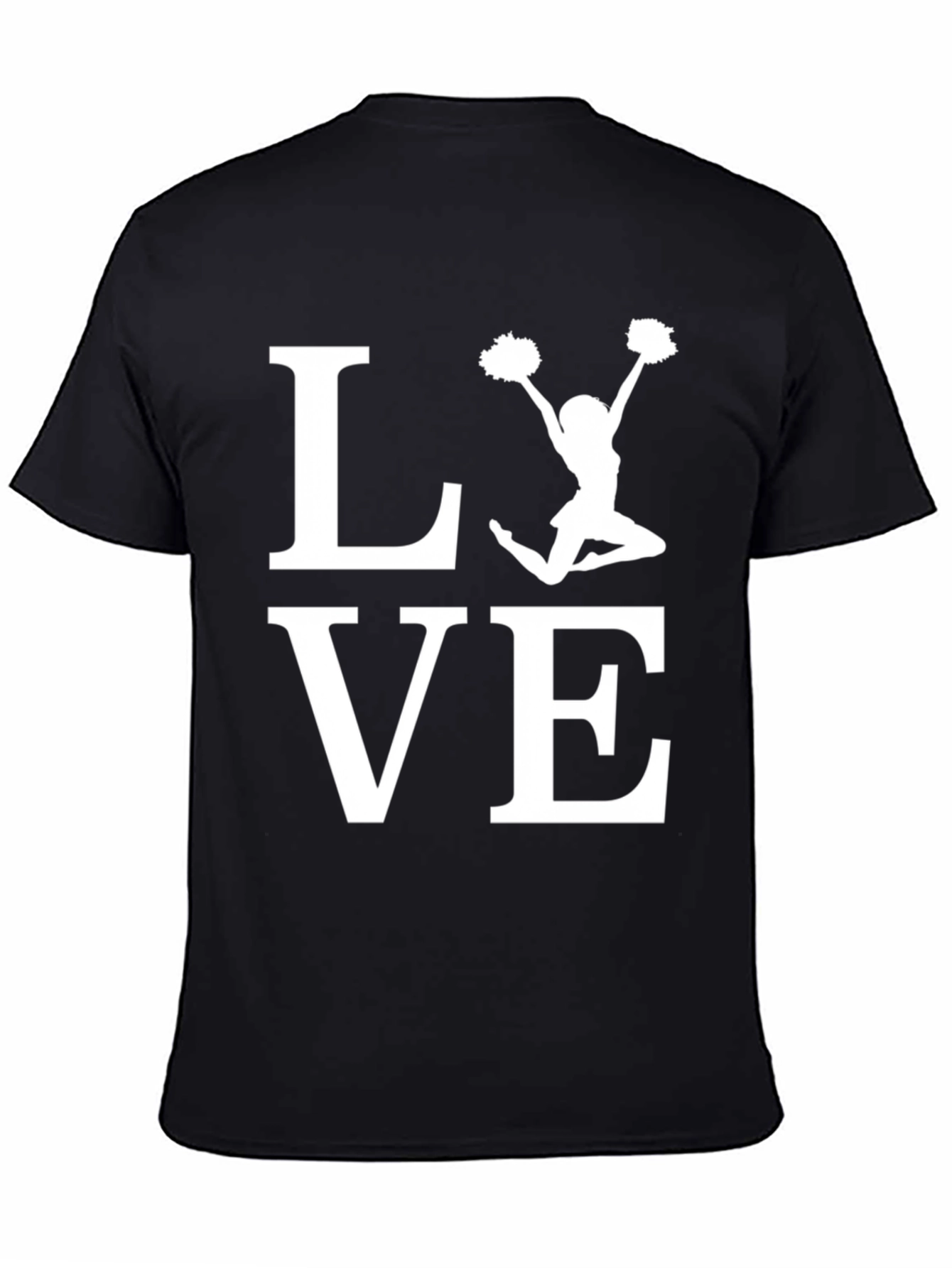 Cheerleader LOVE Graphic T-Shirt - Black Cotton Tee