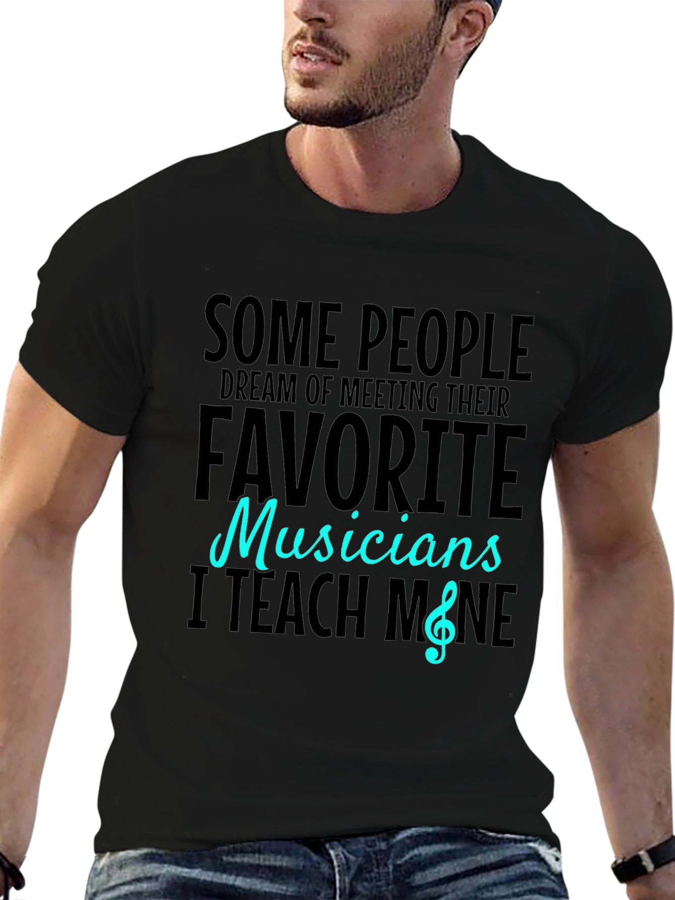 Musician Teacher Graphic Tee - Black Cotton T-Shirt