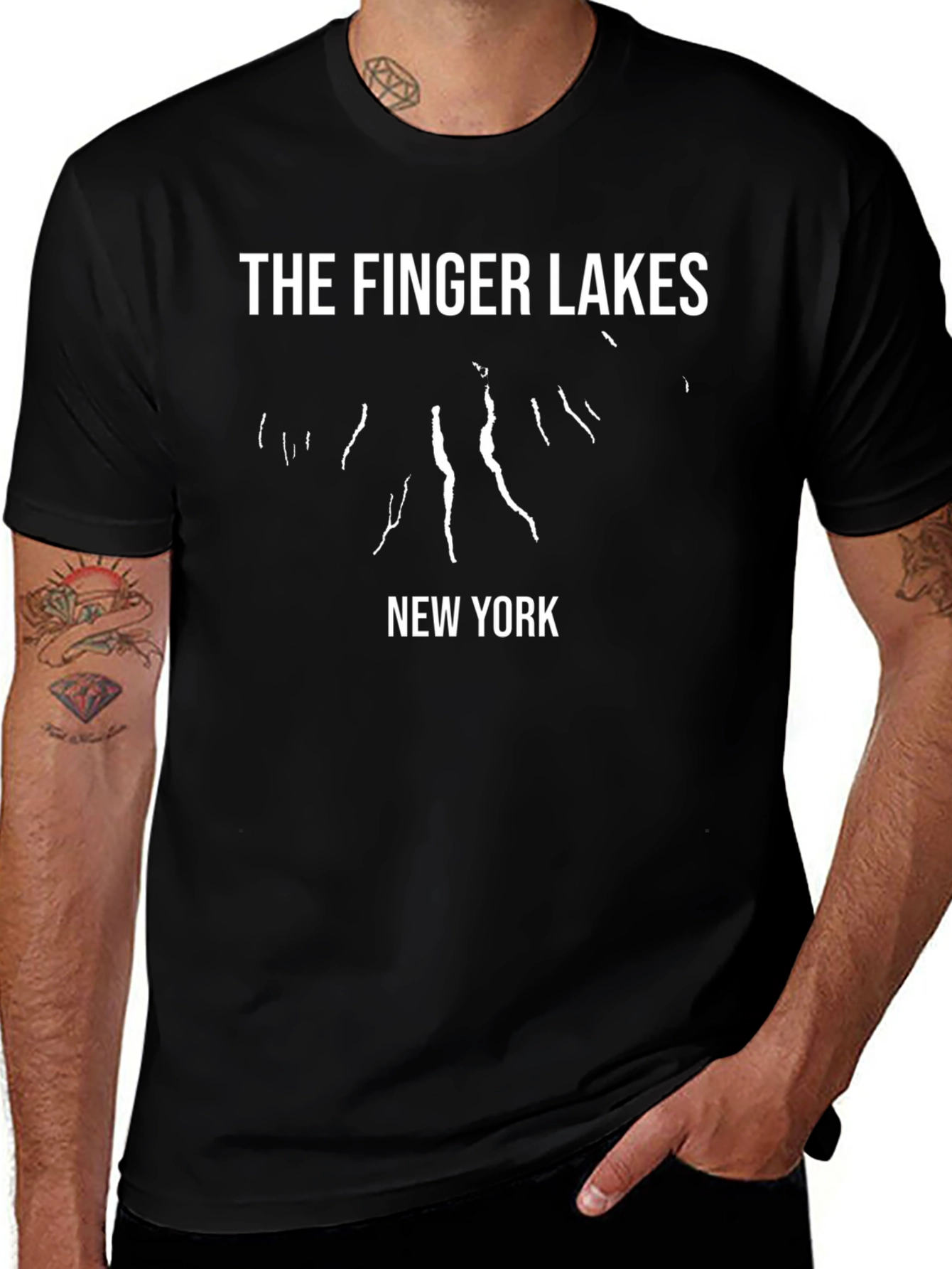 Finger Lakes New York Black T-Shirt