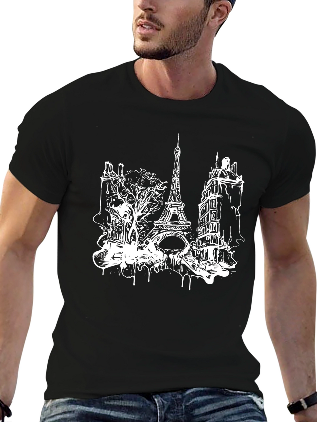 Paris Eiffel Tower Black T-Shirt