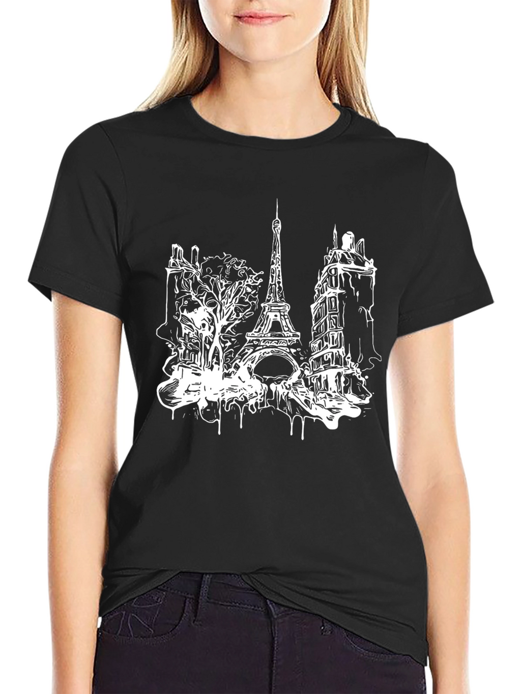 Paris Eiffel Tower Black T-Shirt