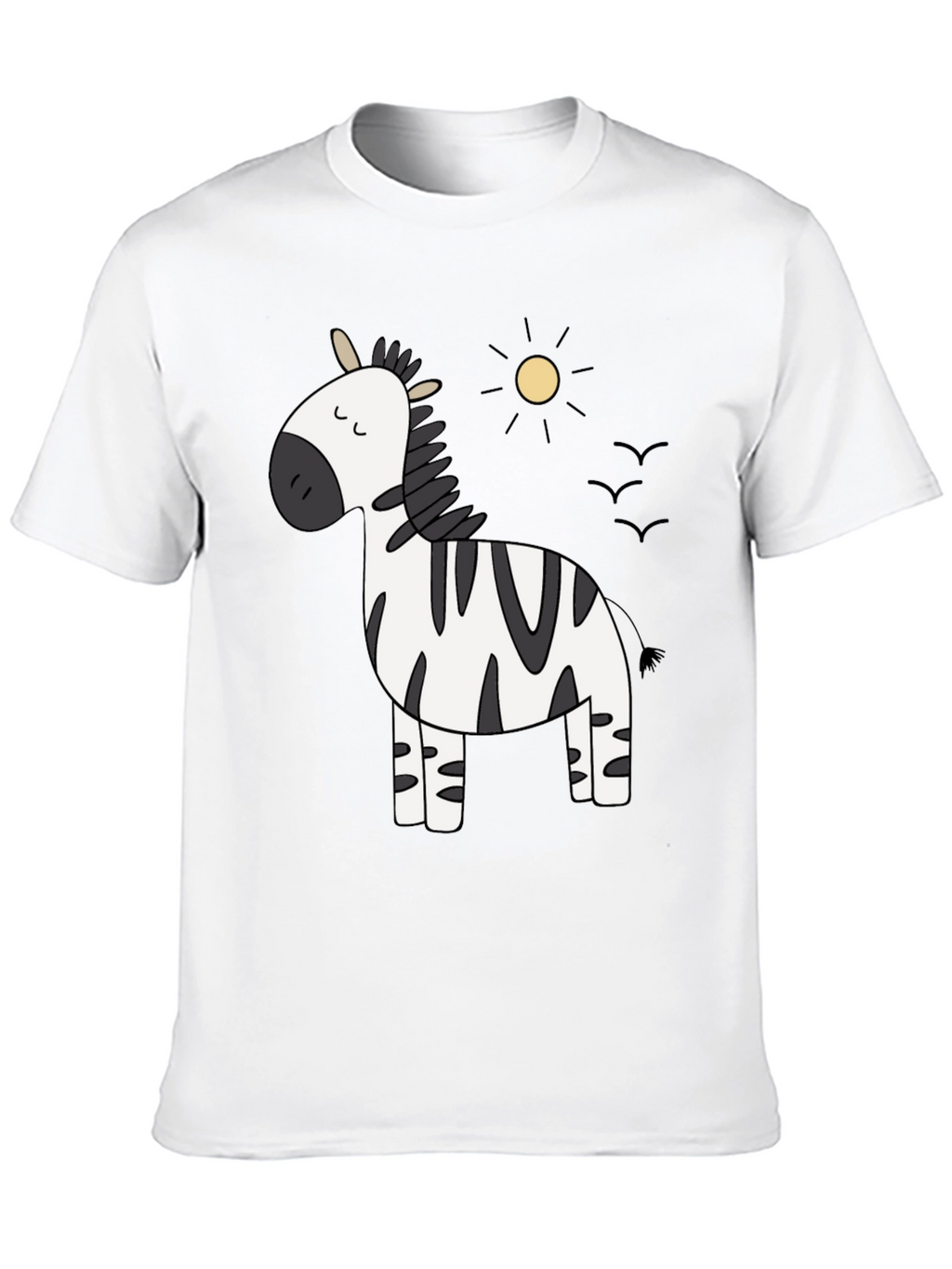 Cute Zebra Cartoon Graphic Black T-Shirt