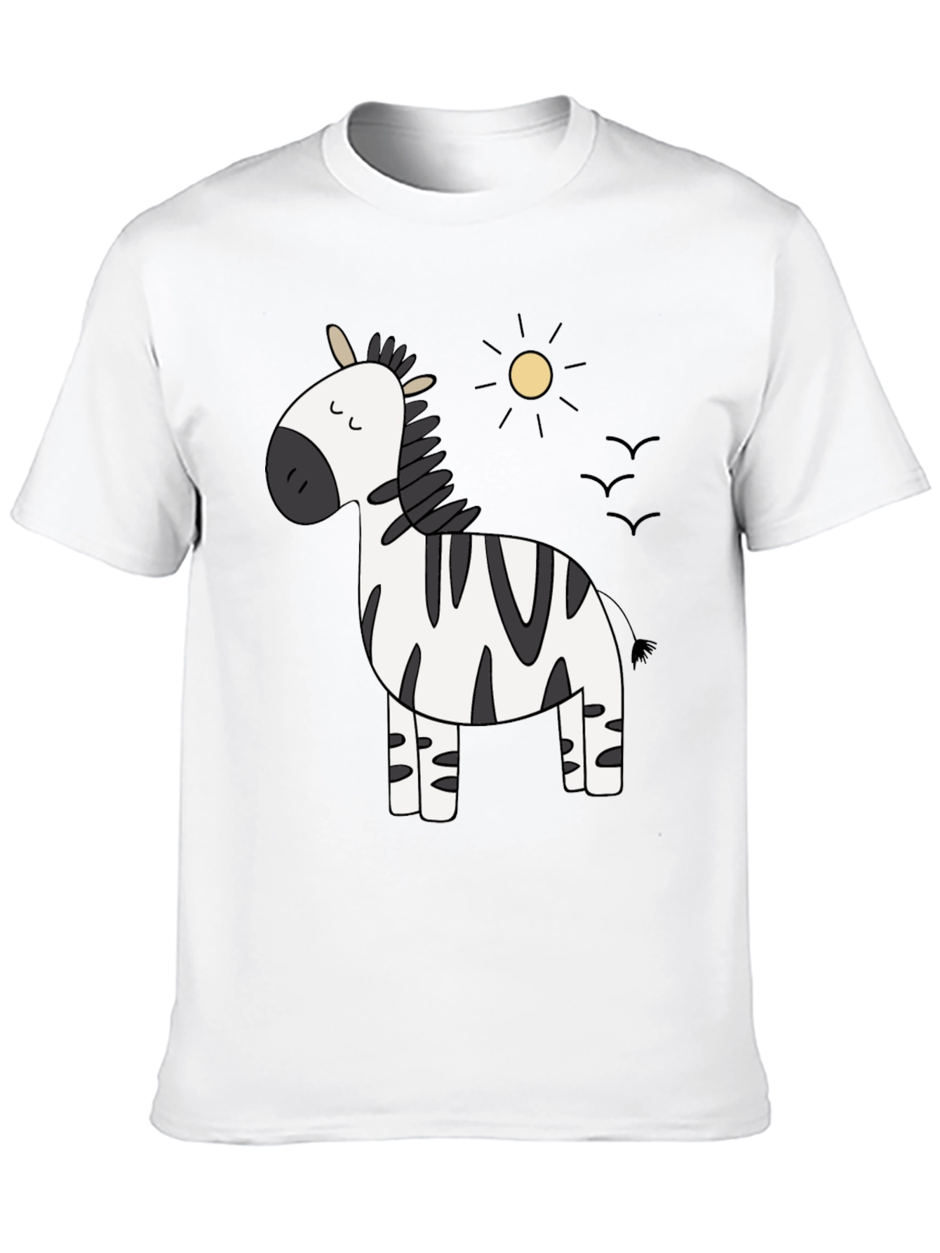 Cute Zebra Cartoon Graphic Black T-Shirt