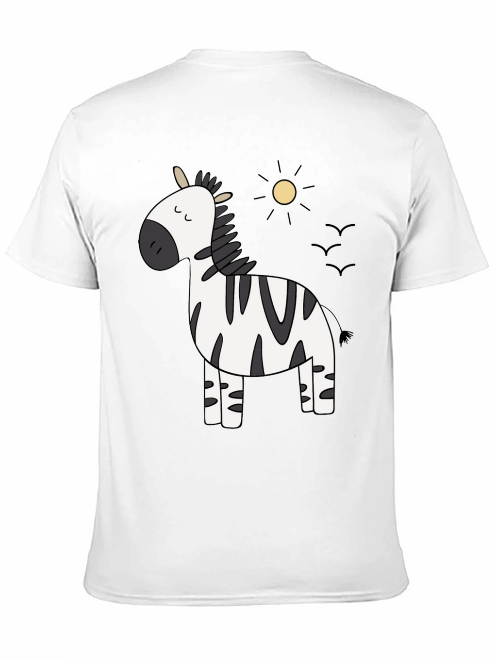 Cute Zebra Cartoon Graphic Black T-Shirt