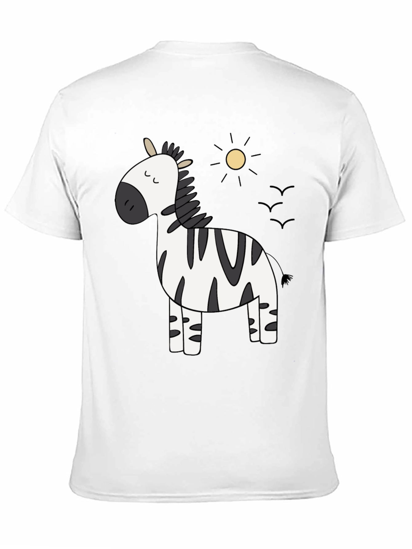 Cute Zebra Cartoon Graphic Black T-Shirt