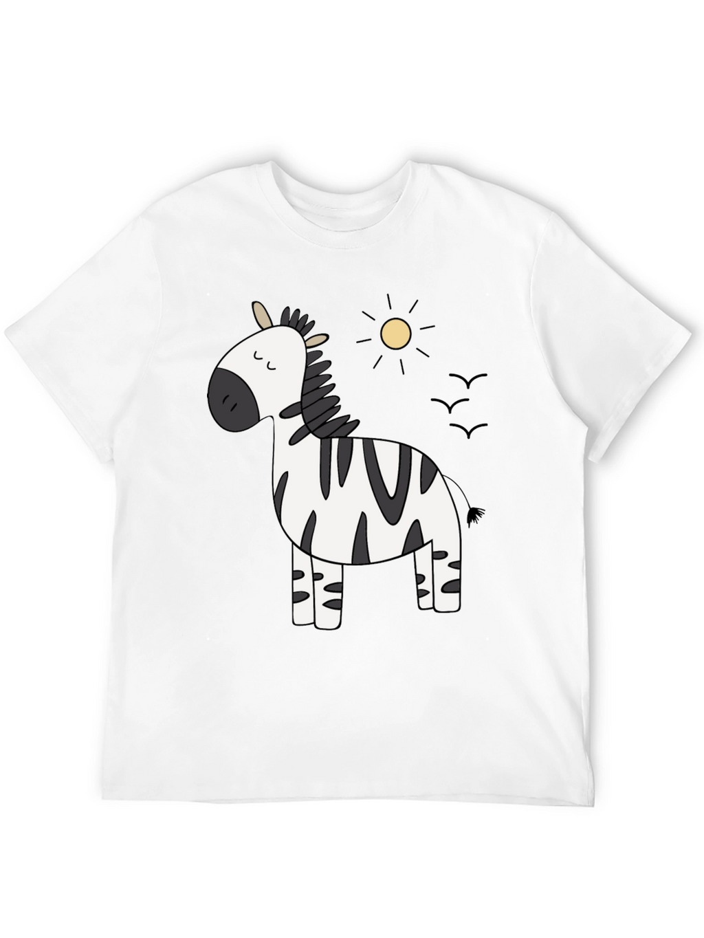 Cute Zebra Cartoon Graphic Black T-Shirt