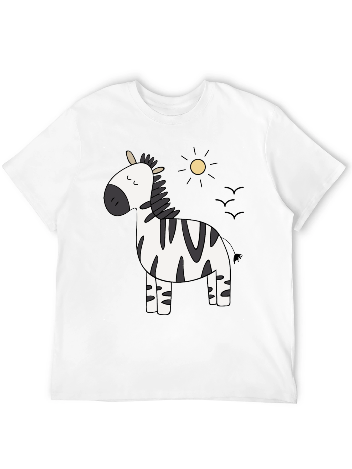 Cute Zebra Cartoon Graphic Black T-Shirt