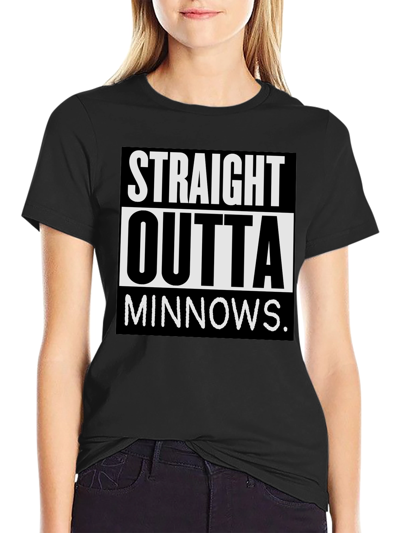 Straight Outta Minnows Black T-Shirt