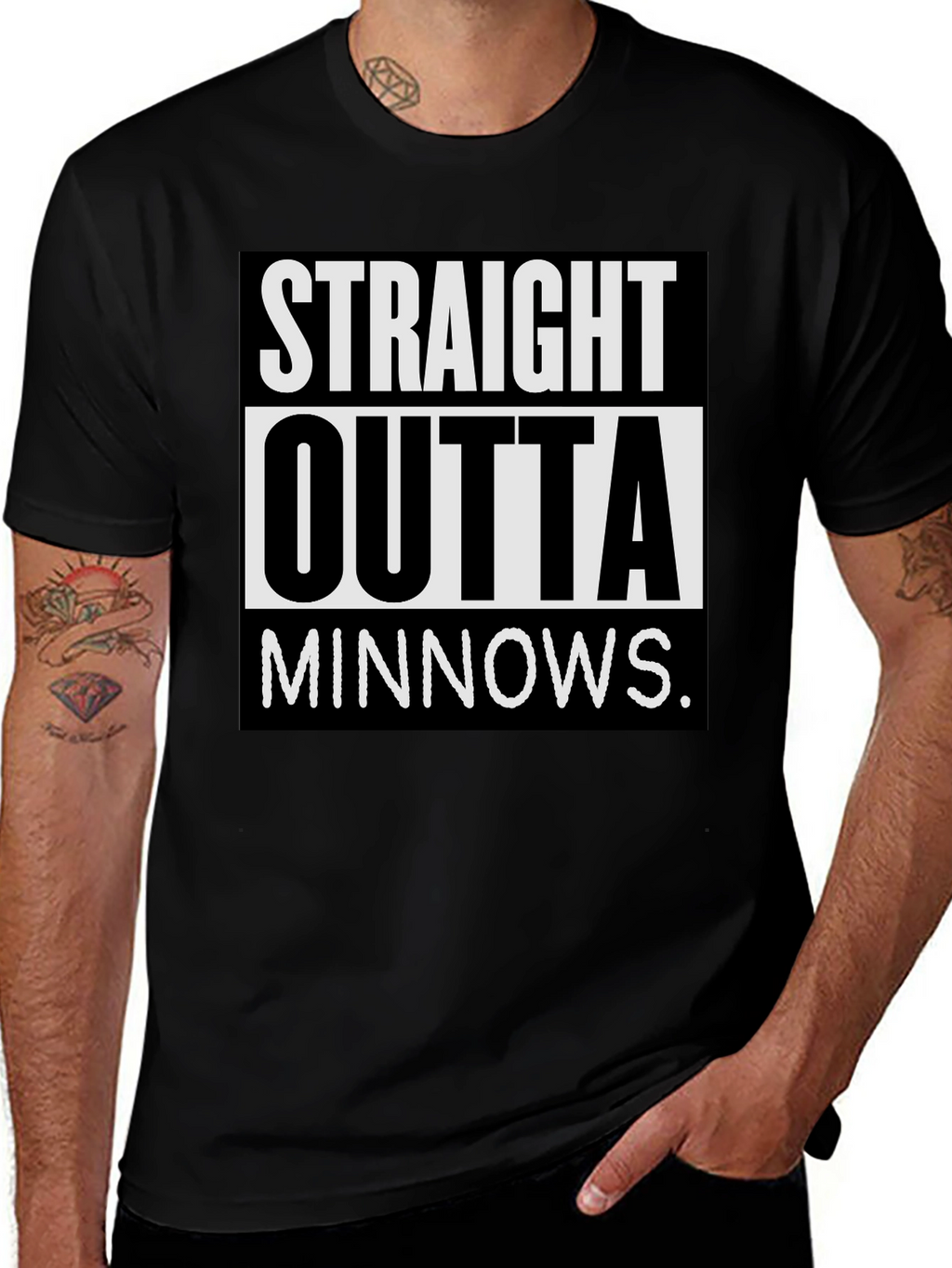 Straight Outta Minnows Black T-Shirt