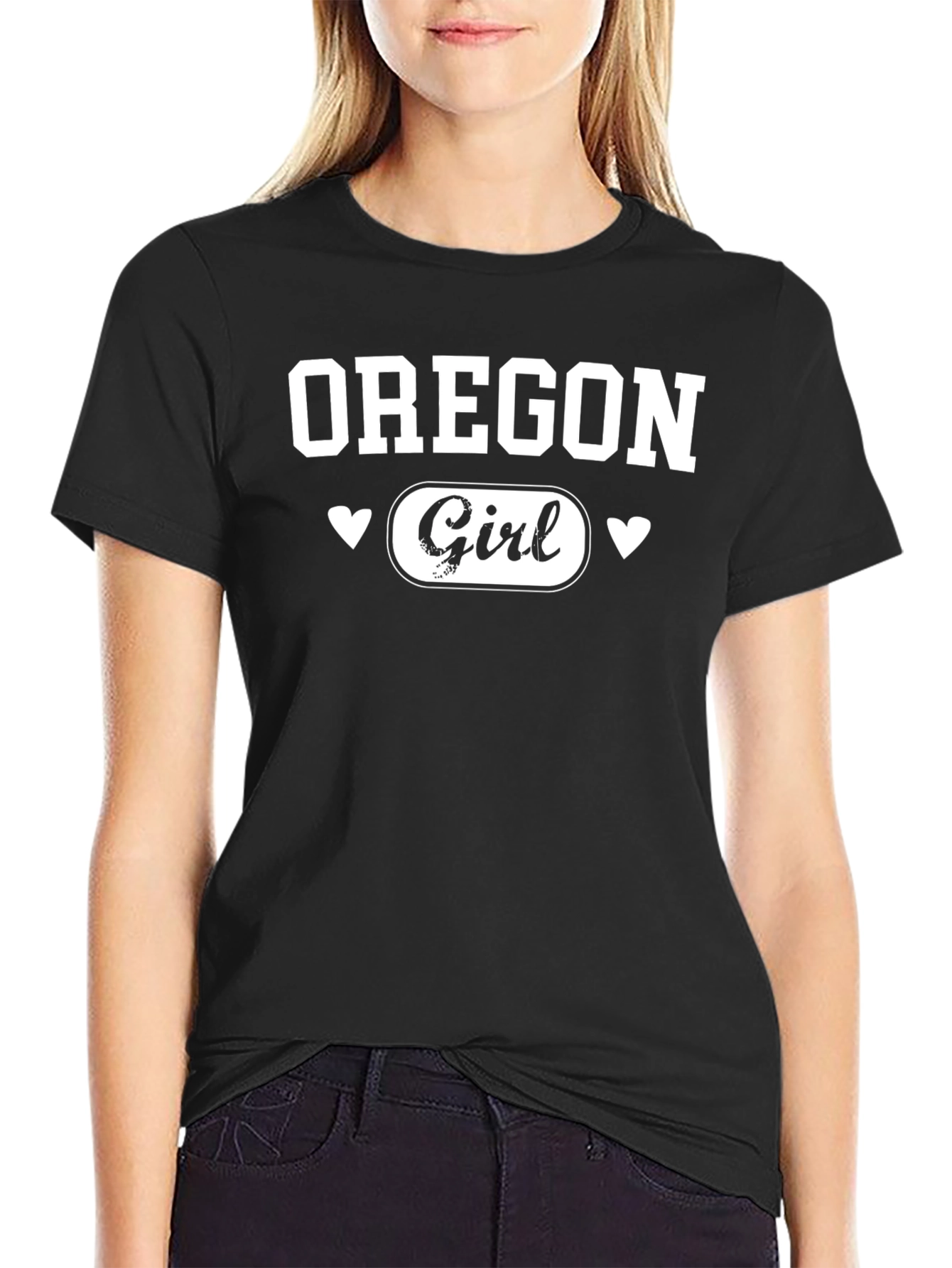 Oregon Girl Graphic Tee - Black Cotton T-Shirt