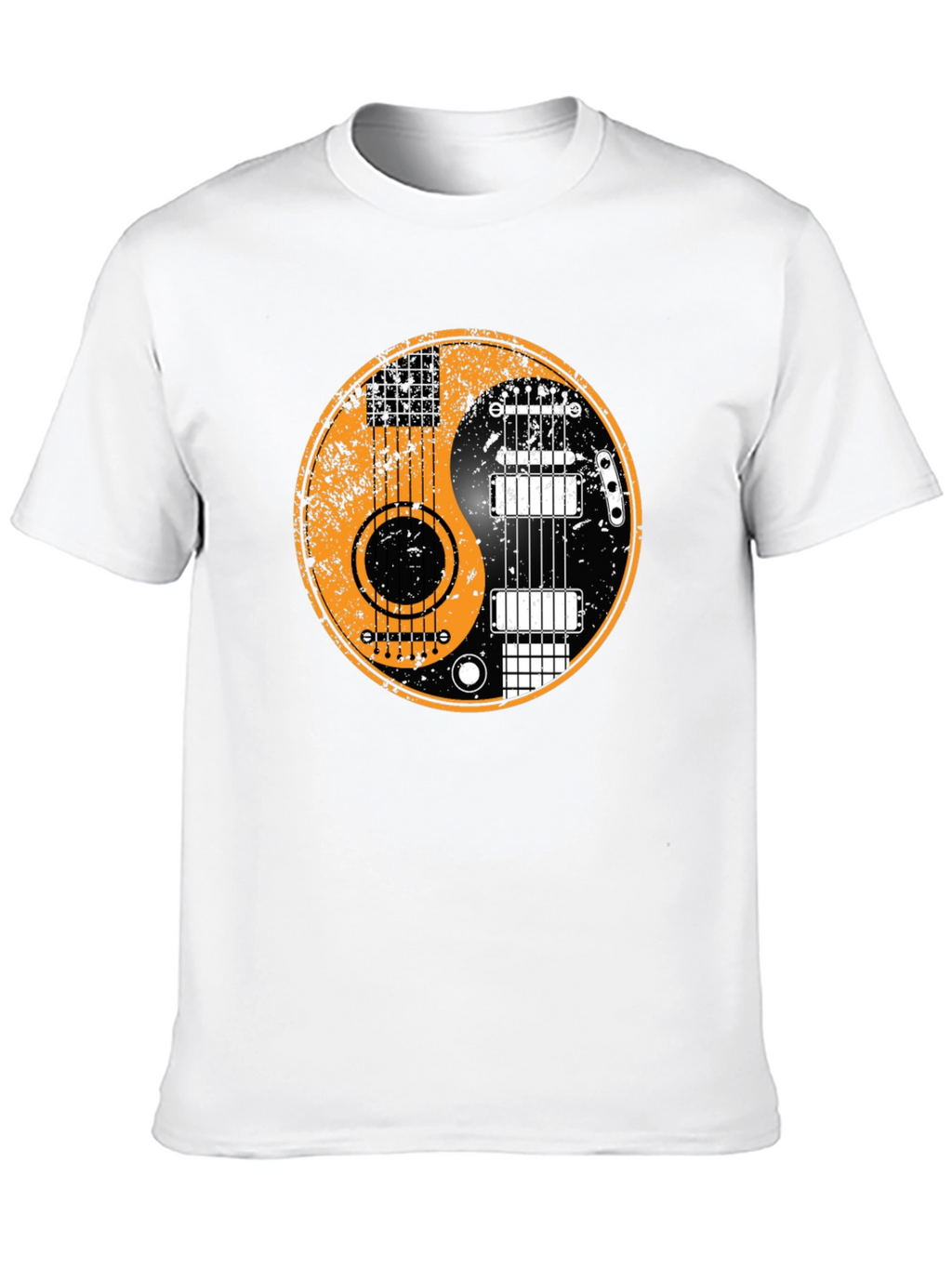 Yin Yang Guitar Graphic Tee - Black Cotton Blend