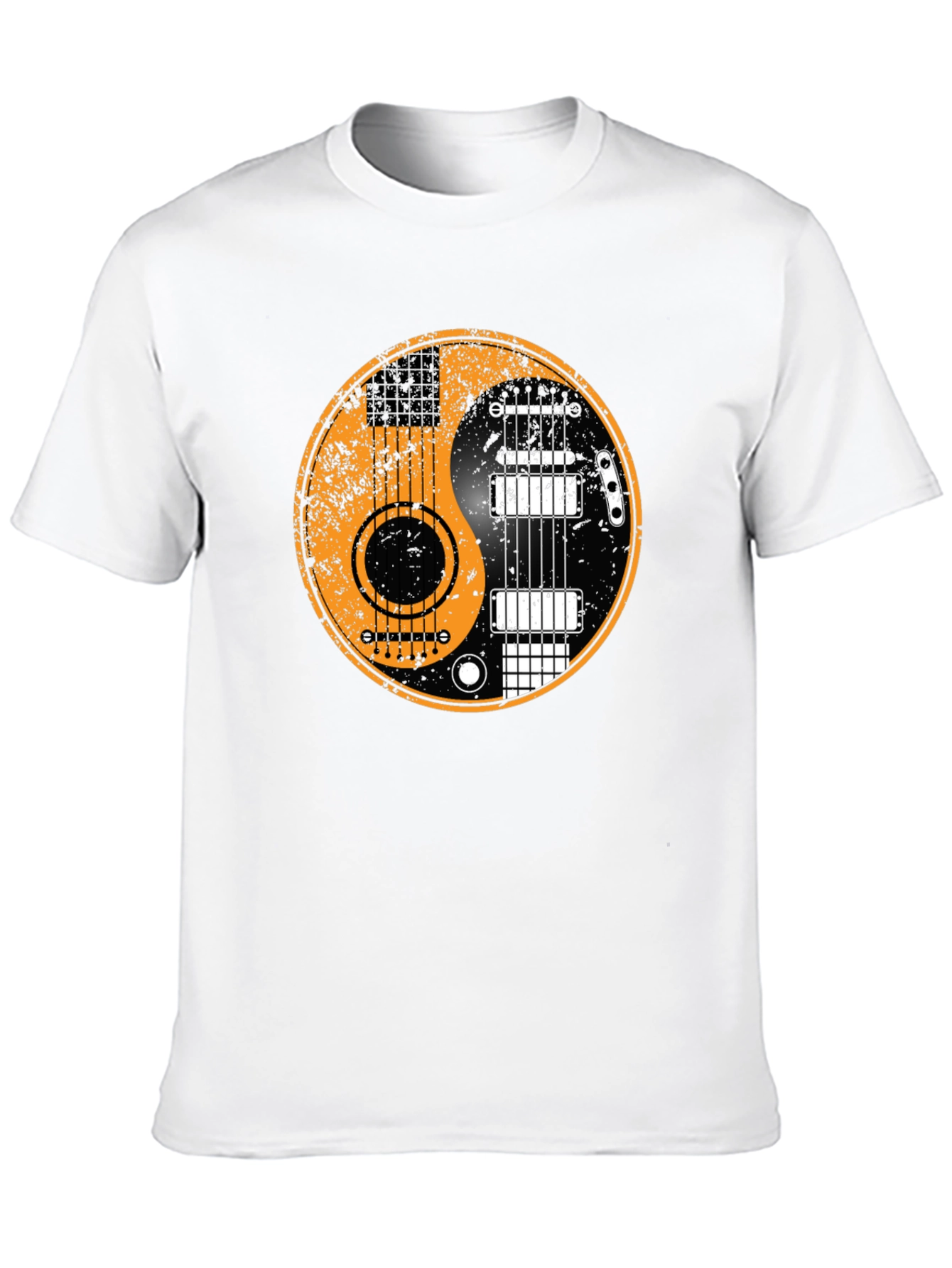 Yin Yang Guitar Graphic Tee - Black Cotton Blend